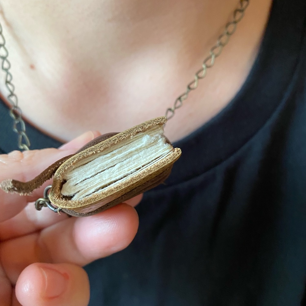 Laura Carey Books - Custom Tiny Leather Book Pendant/Necklace - NWOT - Picture 5 of 15